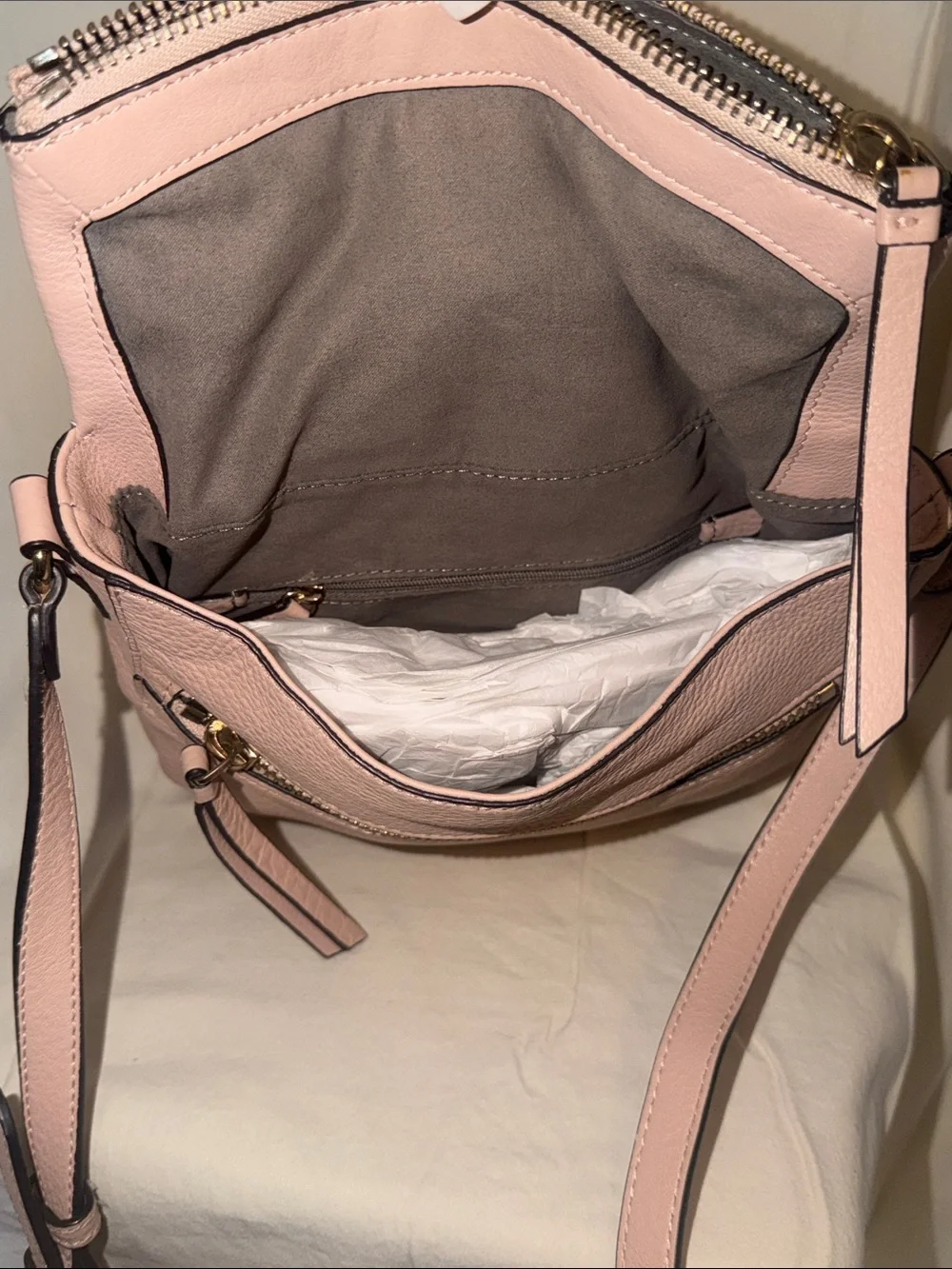 Vince Camuto- Blush Pink Crossbody Bag - Stylish Everyday Shoulder Bag